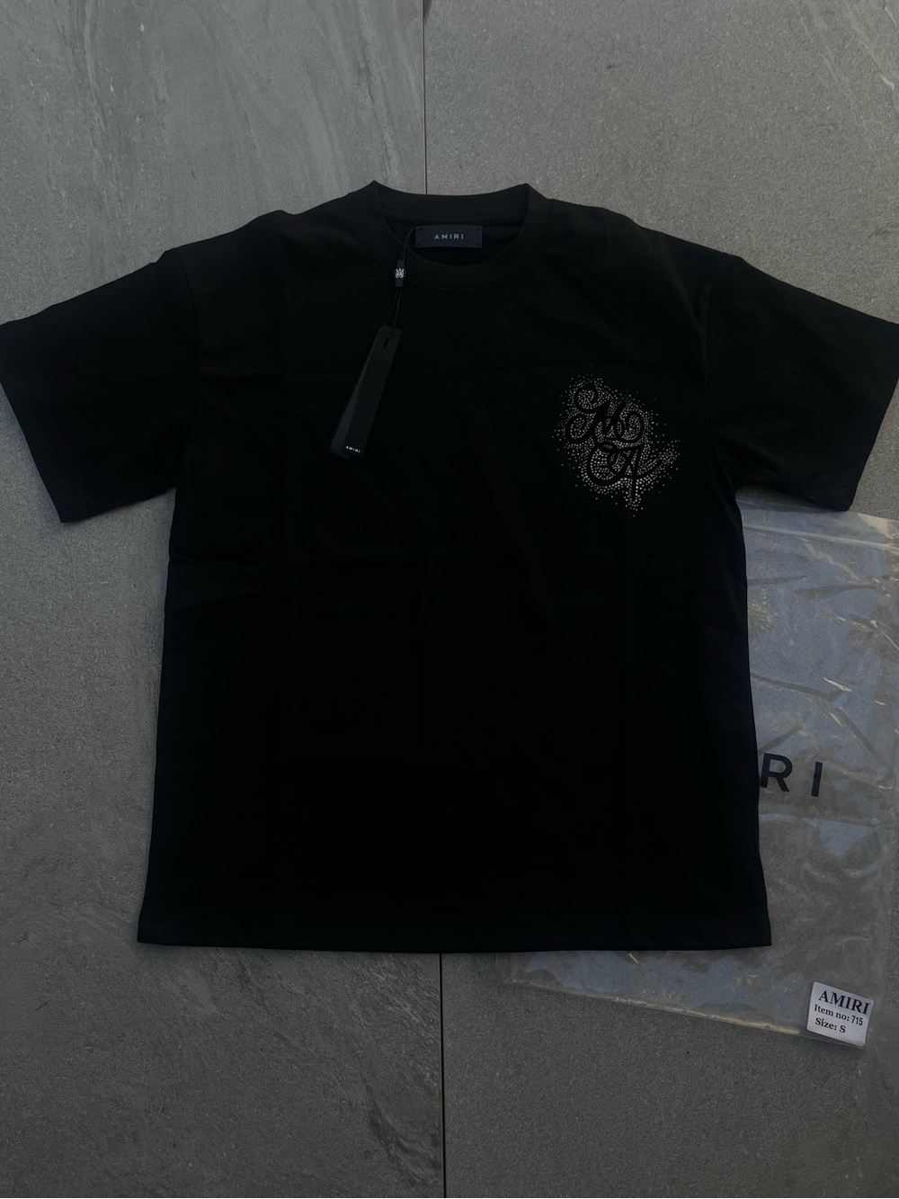 AMIRI Black Short-Sleeve Crewneck T-Shirt with Chest Logo Detail